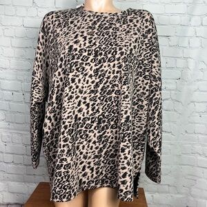 Chicos 3/4 Sleeve  Crew Knit Tunic  Womens Size 4 or XXL 20 Leopard Print NWT
